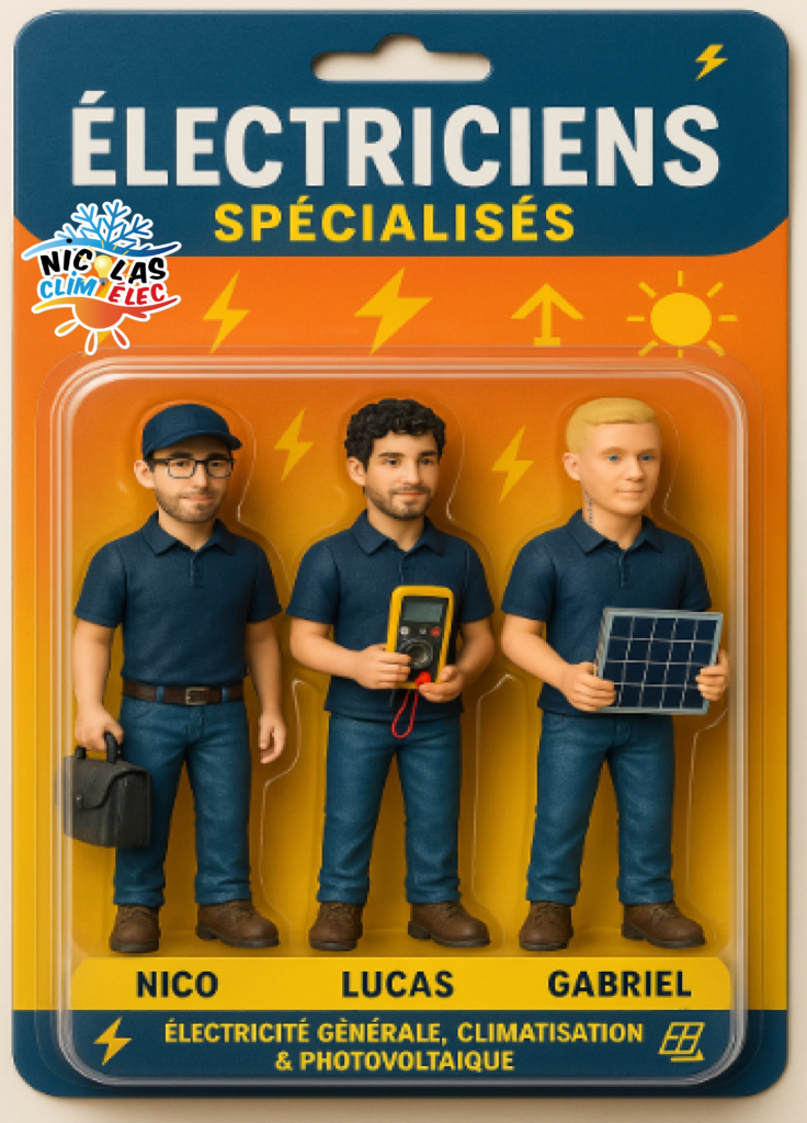 Equipe technique de Nicolas Clim'élec, professionnels de l'électricité, des panneaux photovoltaïques et de la climatisation